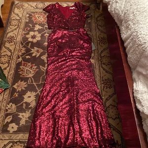 Sexy Dress the population 2 piece red sequins m